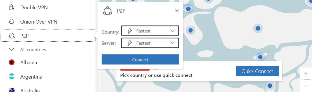 NordVPN P2P best P2P servers